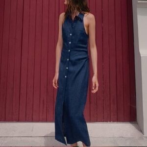 NWT Zara tailored linen shirt dress